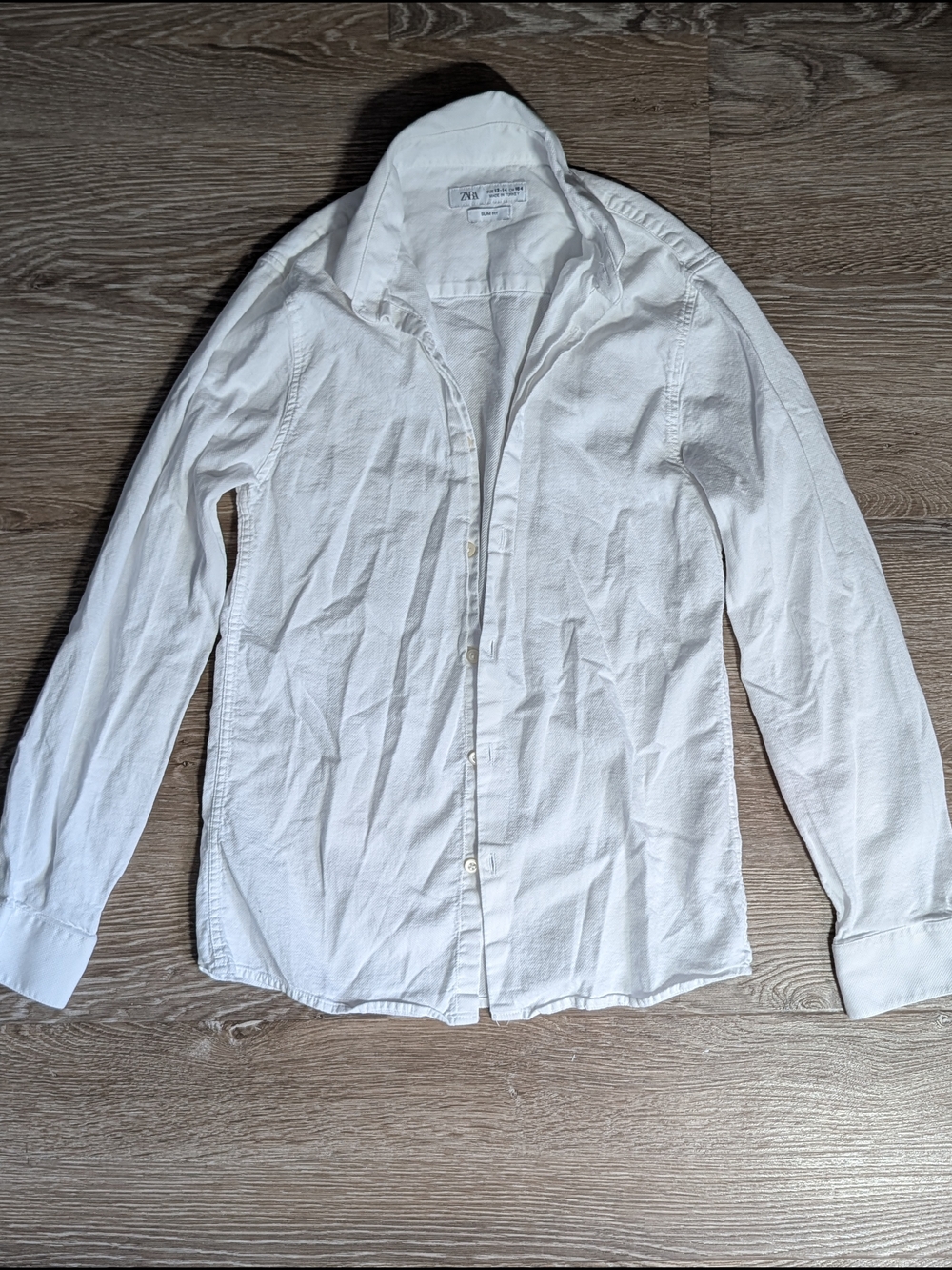Zara 100% Cotton White Long-Sleeve Button Shirt